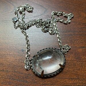 Evil Pawl Jewelry Single Thunderbolt clear quartz pendant 16”necklace